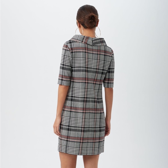Trina Turk Maleko Short-Sleeve Shift Black and Red Plaid Dress Size 8 - Picture 2 of 11